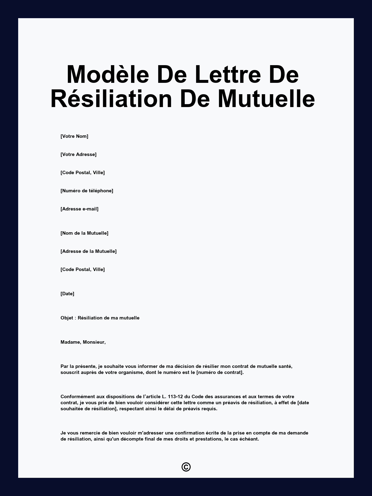 Modèle De Lettre De Résiliation De Mutuelle