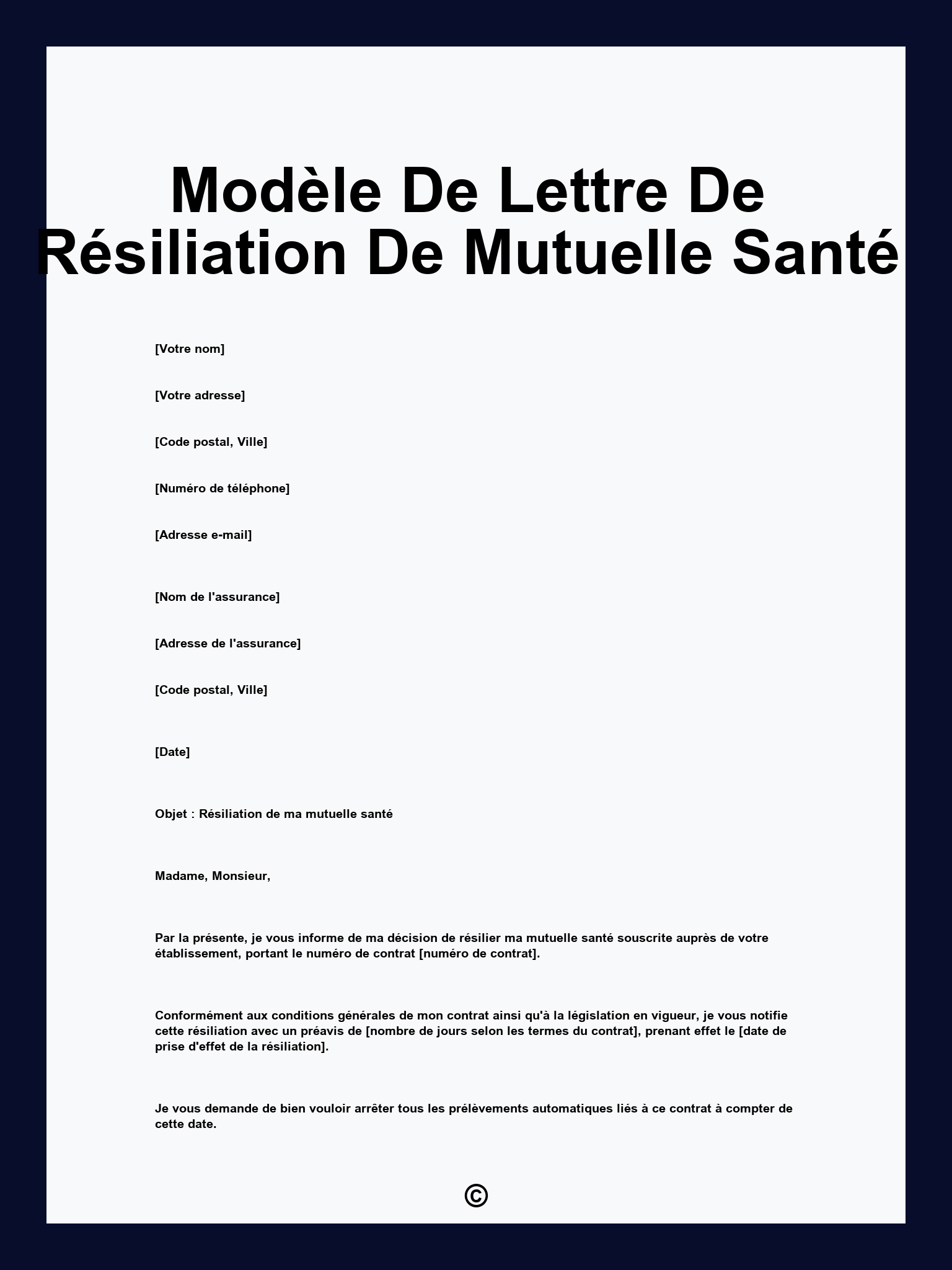 Modèle De Lettre De Résiliation De Mutuelle Santé