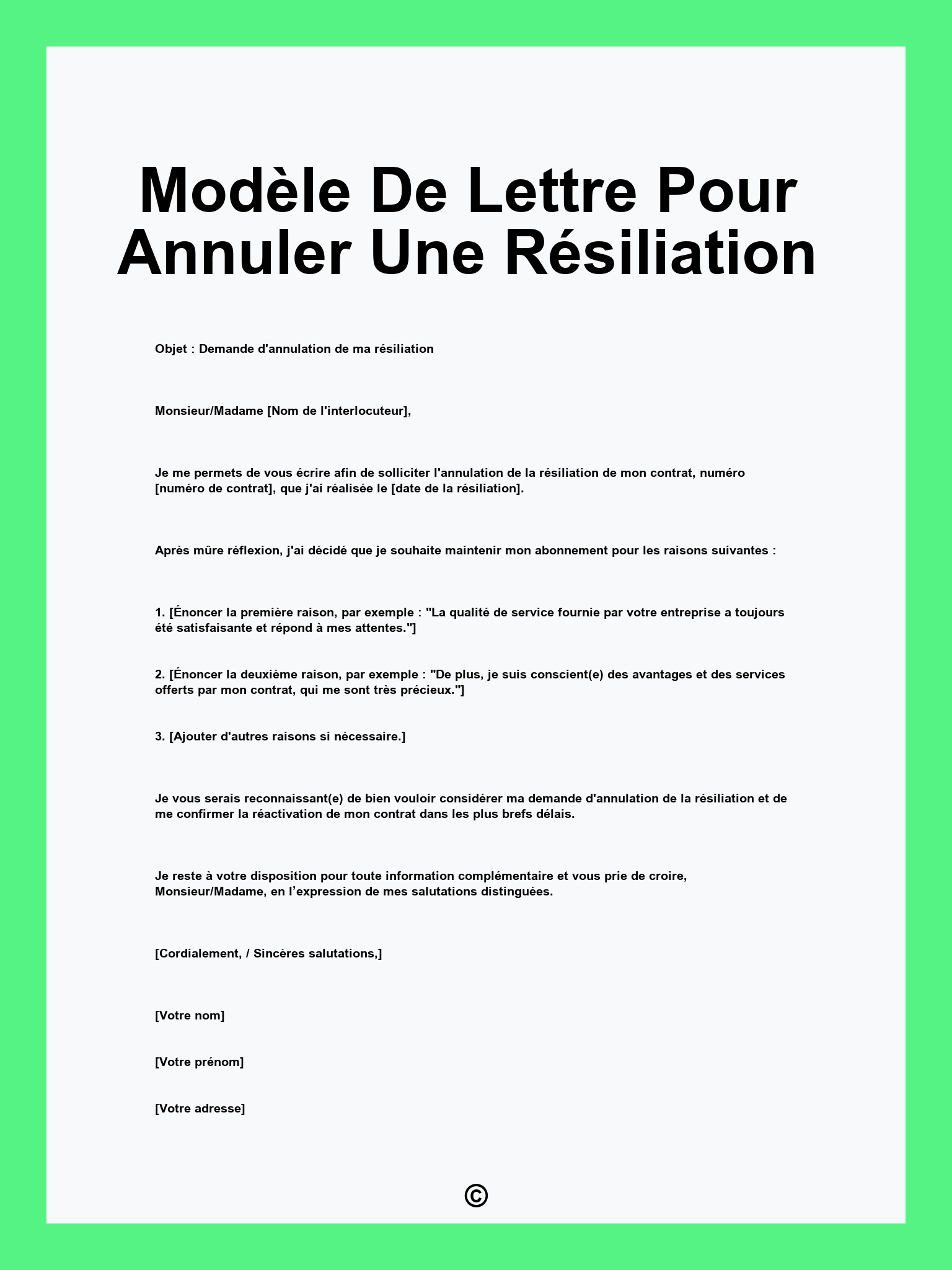 Modèle De Lettre Pour Annuler Une Résiliation