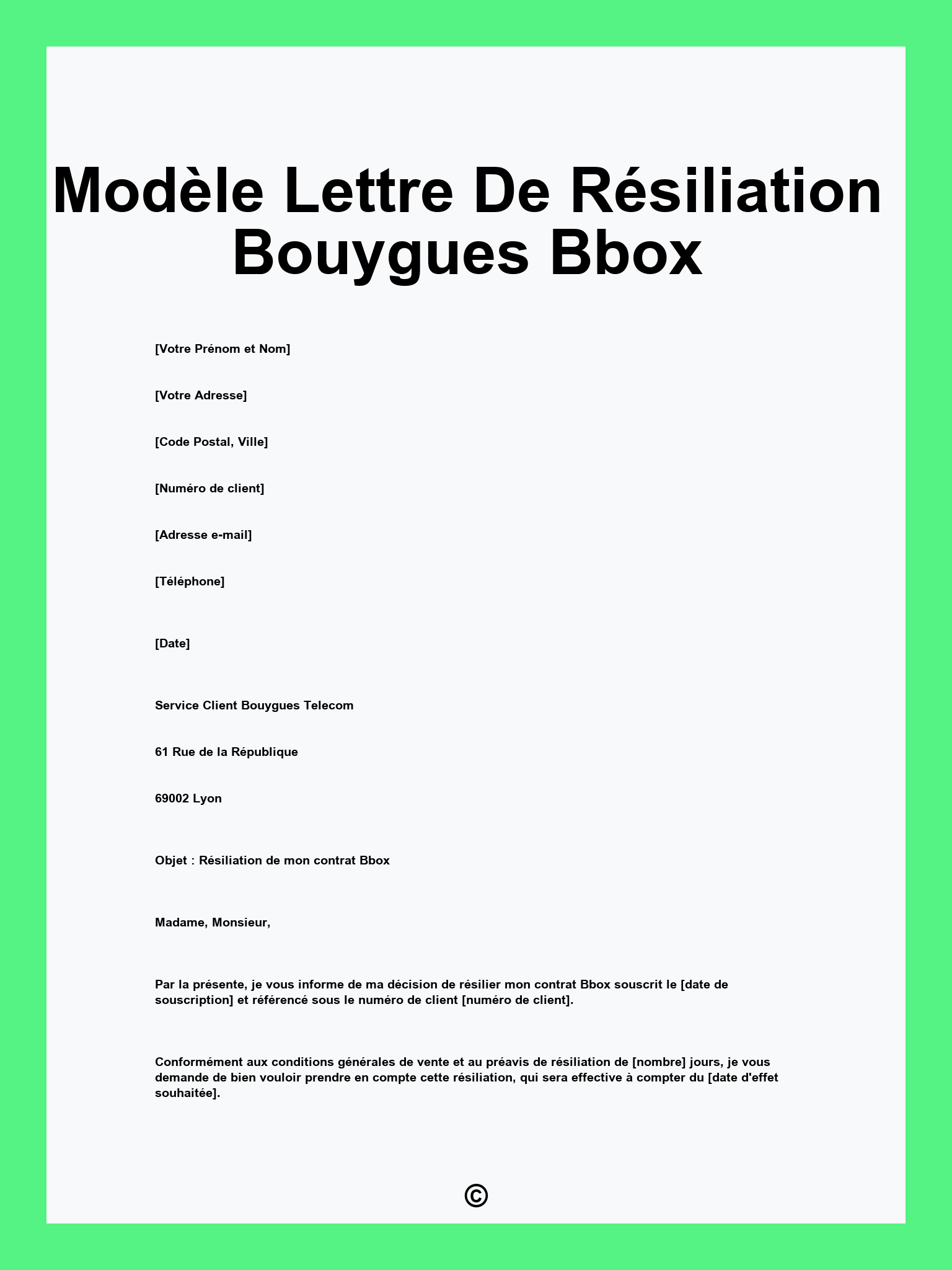 Modèle Lettre De Résiliation Bouygues Bbox