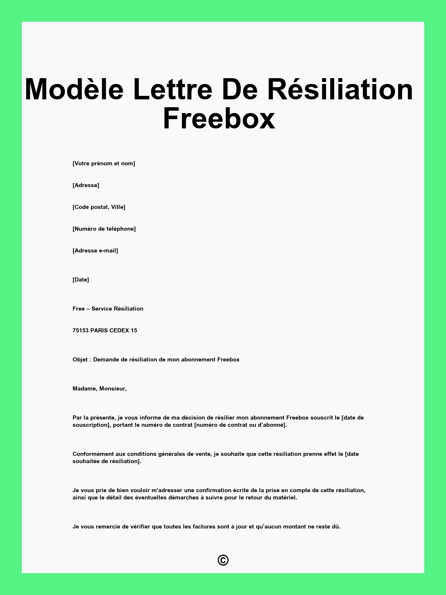 Modèle Lettre De Résiliation Freebox