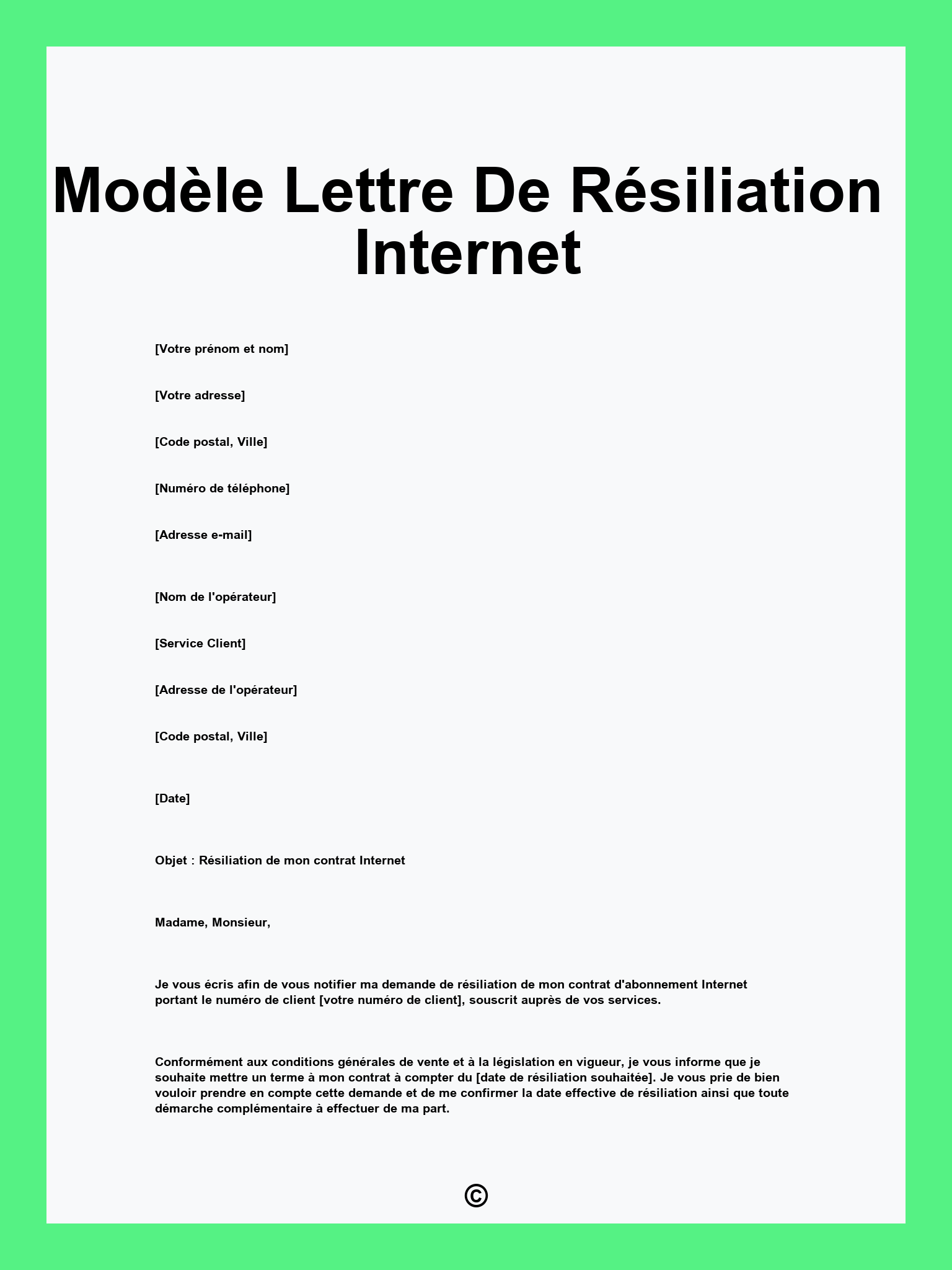 Modèle Lettre De Résiliation Internet