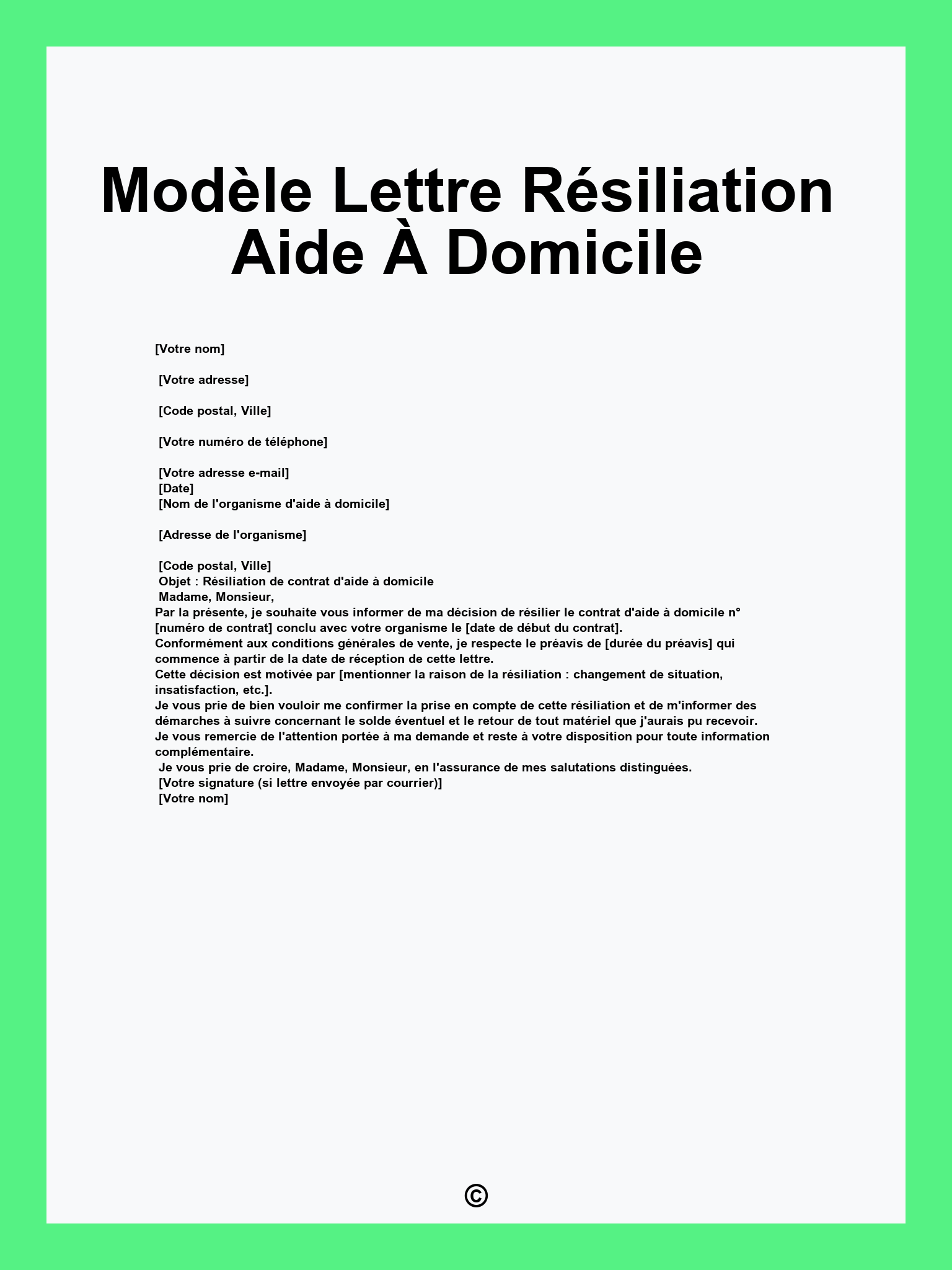 Modèle Lettre Résiliation Aide À Domicile
