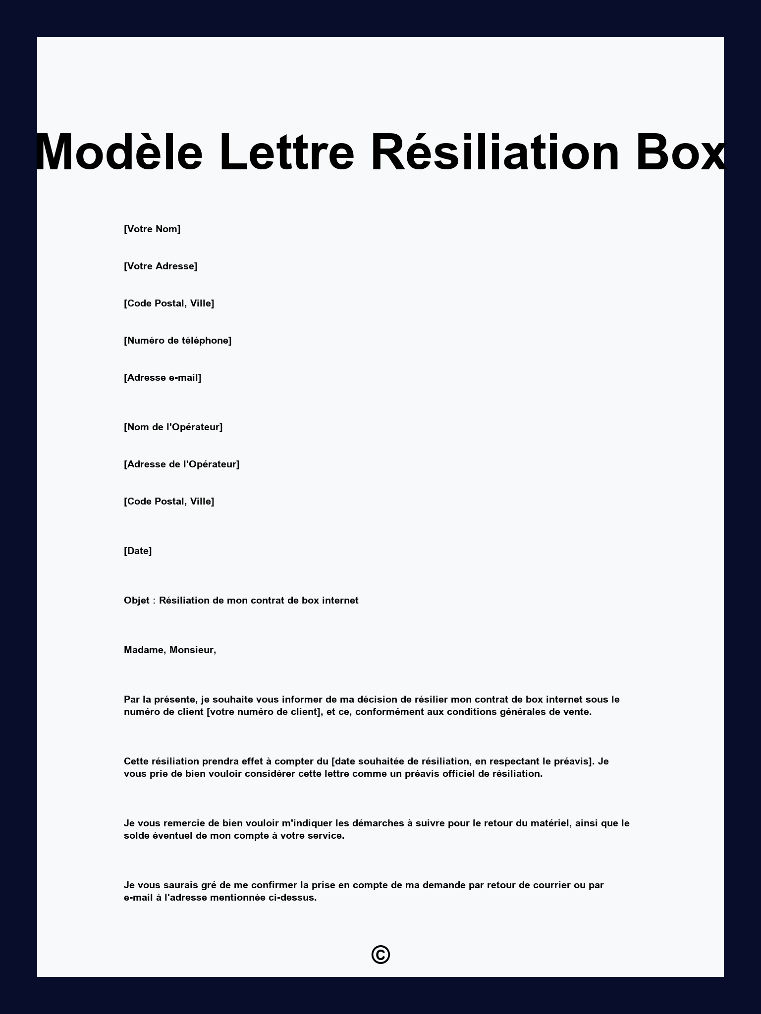 Modèle Lettre Résiliation Box
