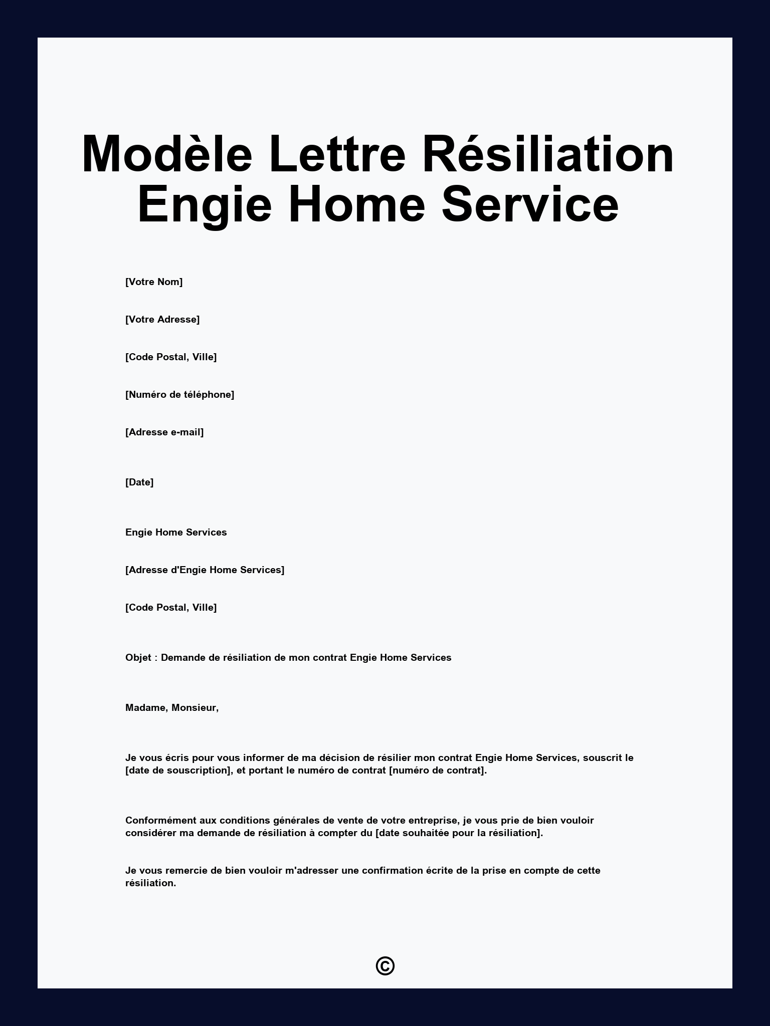 Modèle Lettre Résiliation Engie Home Service
