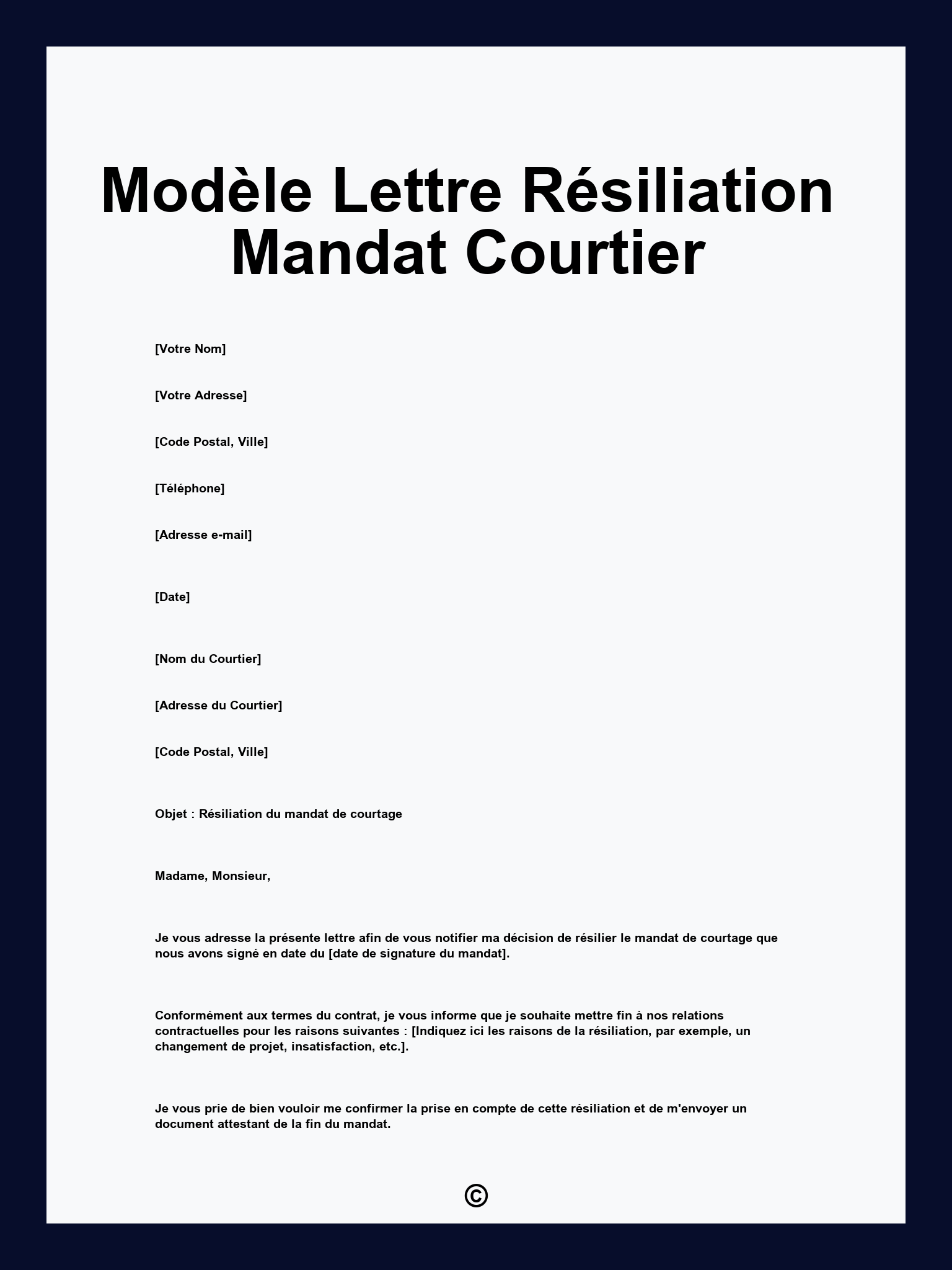 Modèle Lettre Résiliation Mandat Courtier