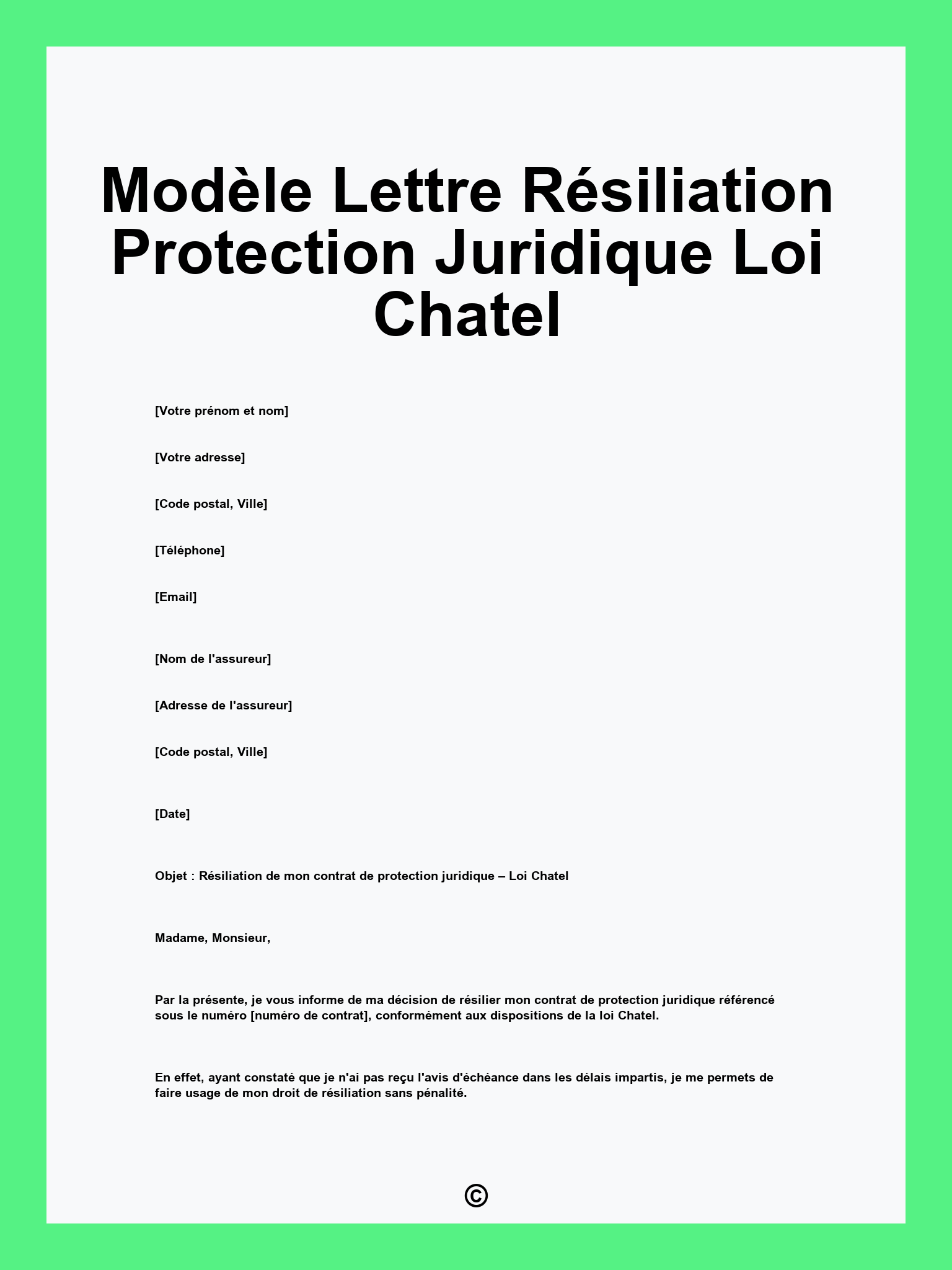 Modèle Lettre Résiliation Protection Juridique Loi Chatel