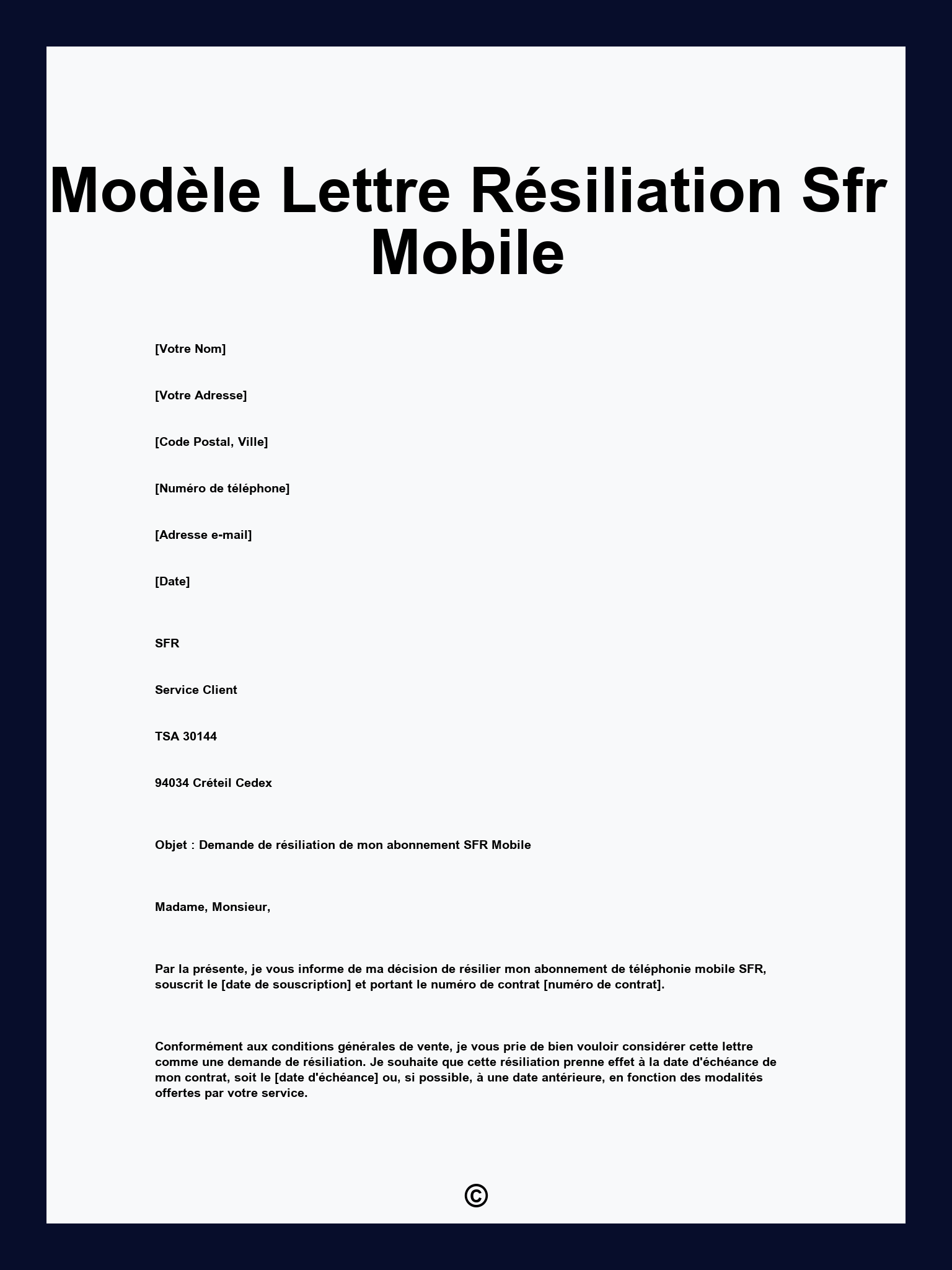 Modèle Lettre Résiliation Sfr Mobile
