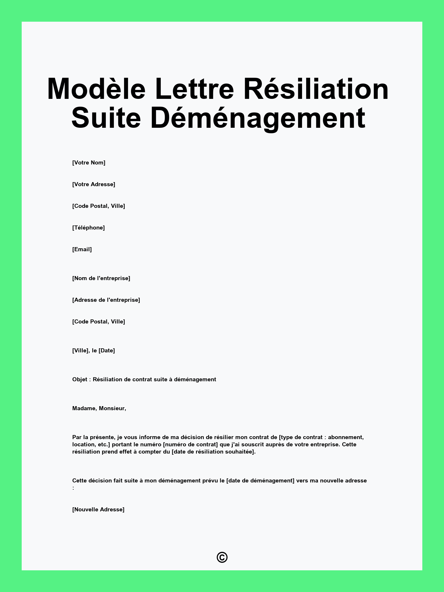 Modèle Lettre Résiliation Suite Déménagement